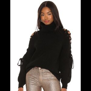 Alice + Olivia lace up shoulder turtleneck sweater medium